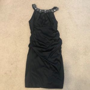 Navy satin cocktail dress